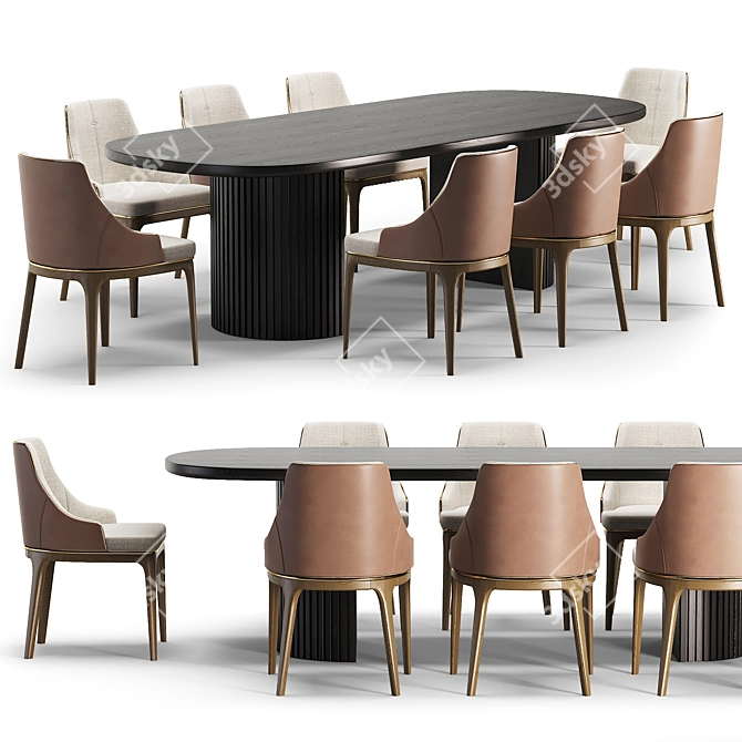 Modern Dining Set Package 3D model image 1