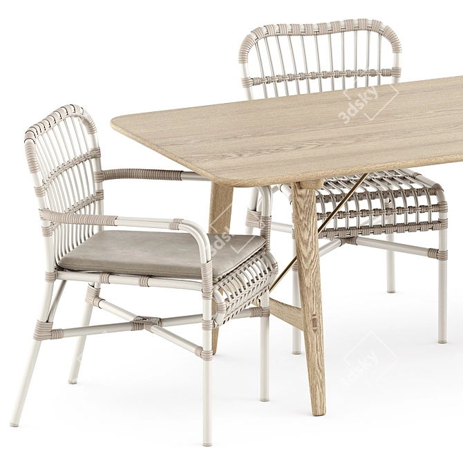 Modern Outdoor Dining Set: Lucy Chairs & BM1160 Table 3D model image 2