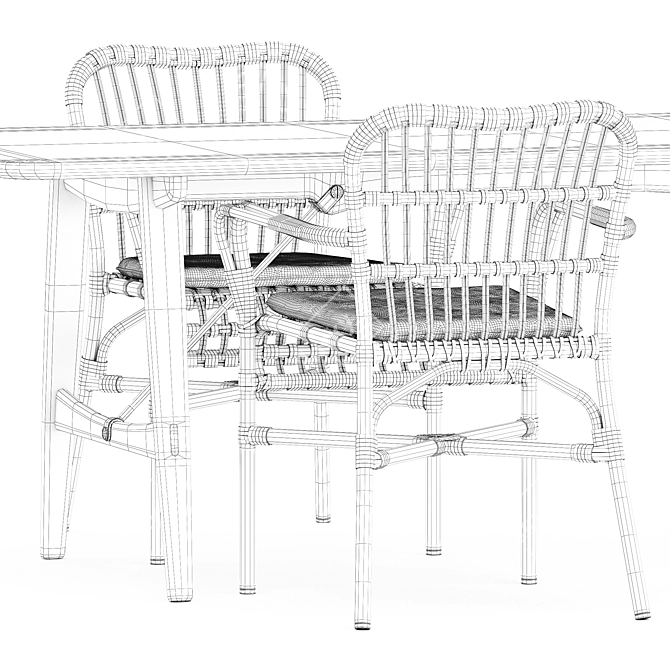 Modern Outdoor Dining Set: Lucy Chairs & BM1160 Table 3D model image 5
