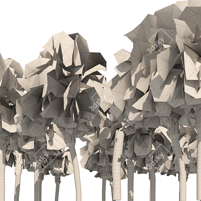 Low Poly Palmetto Trees Cluster 3D model image 6