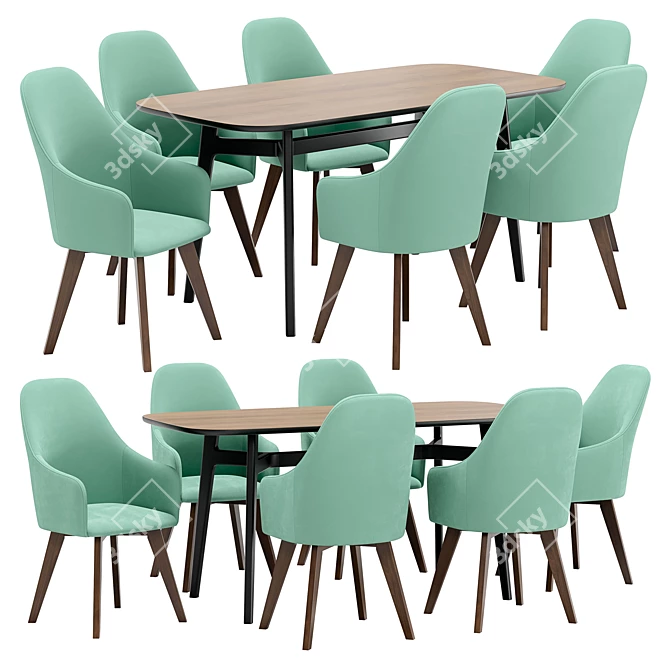 Modern Dining Set Dagny & Sinus 3D model image 1