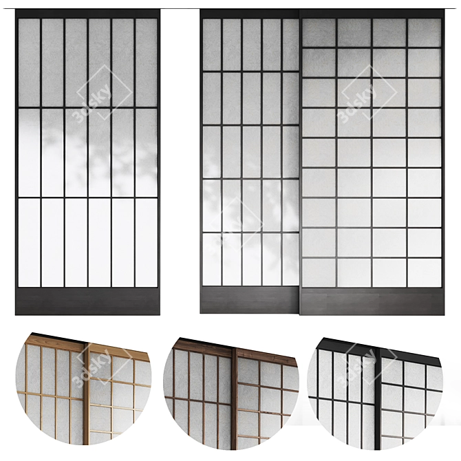 Japanese Style Sliding Partition 3D model image 1