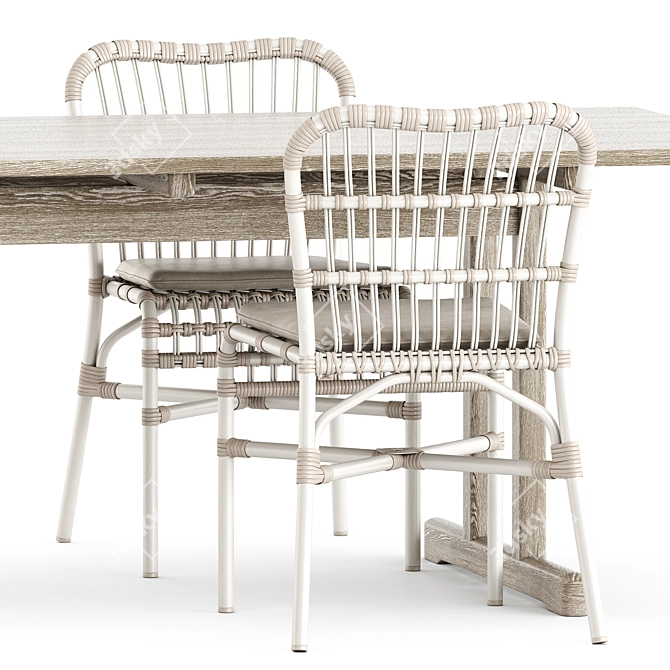 modern dining set, designer furniture 3D model image 3