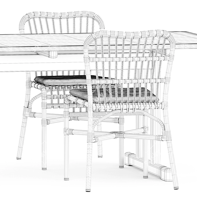 modern dining set, designer furniture 3D model image 5