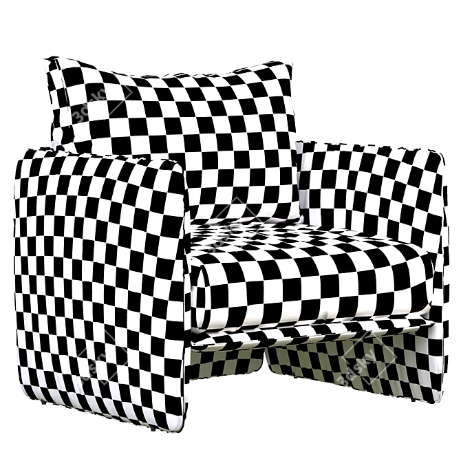 Stylish Miller Armchair With X-Factor 3D model image 4