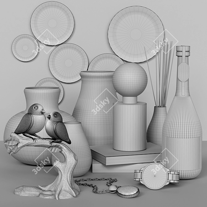 3D Decor Set with Vases 3D model image 2