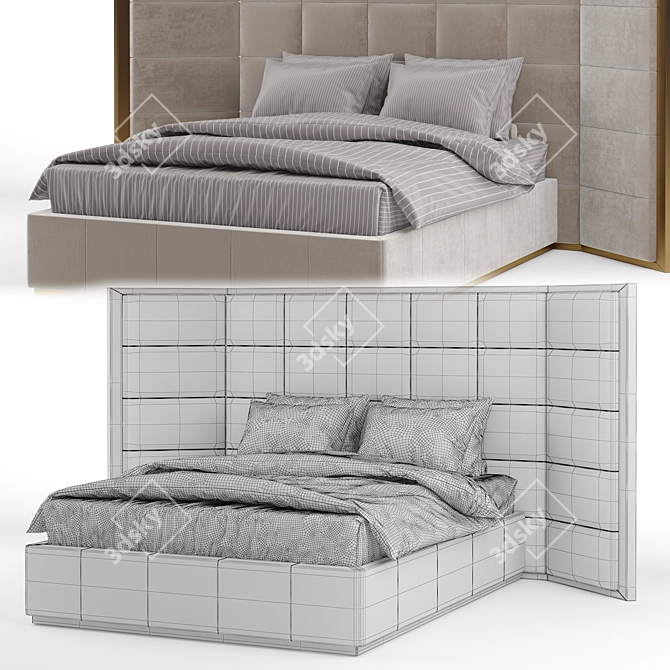 Elegant Opera Contemporary Bed Clarissa 3D model image 2