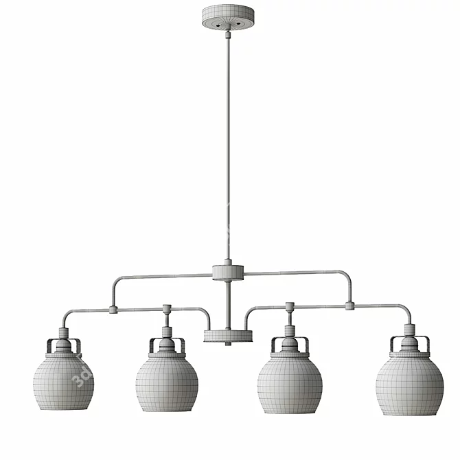 Sleek 4-Light Linear Pendant 3D model image 3
