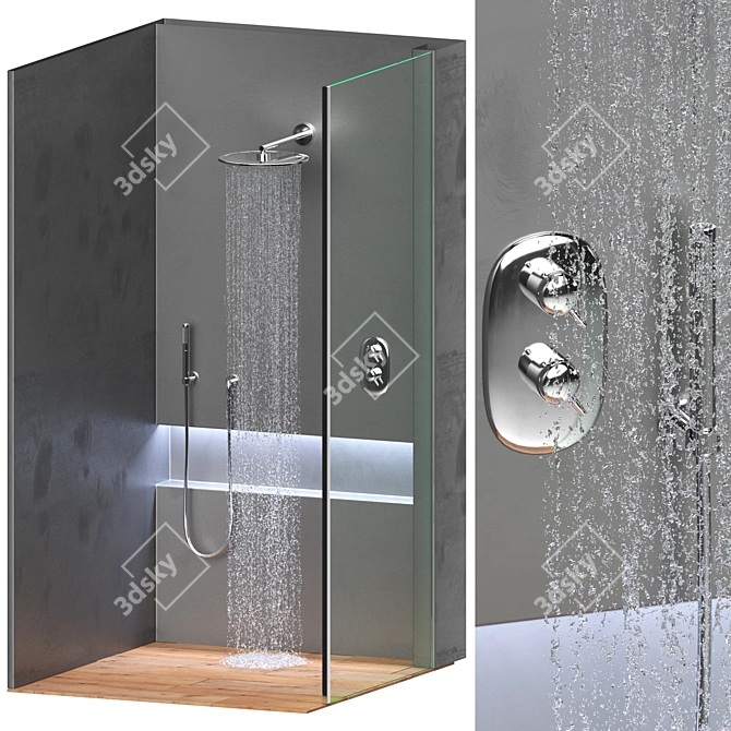 Black Shower Box - Sleek Design 3D model image 1