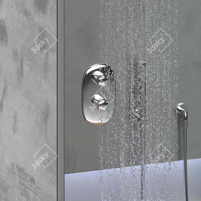 Black Shower Box - Sleek Design 3D model image 3