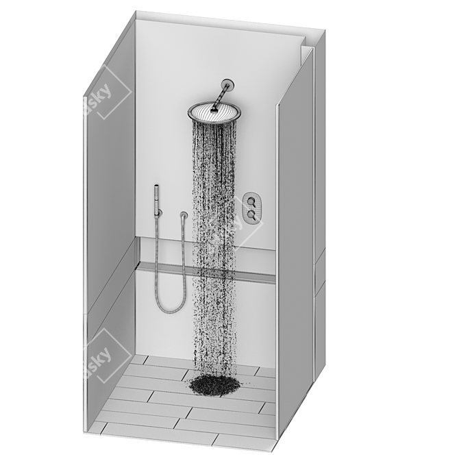 Black Shower Box - Sleek Design 3D model image 5