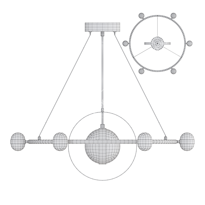 Modern LED Ring Chandelier Fixture 3D model image 4
