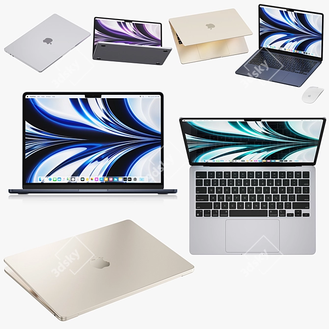 Apple MacBook Air M2 2022 Render-Compatible 3D model image 2