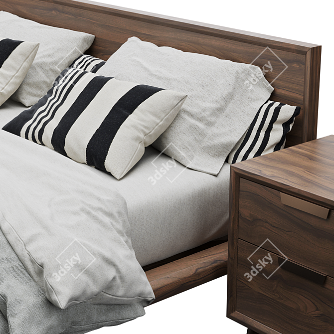 Asher Bed with Nightstands Set 3D model image 4