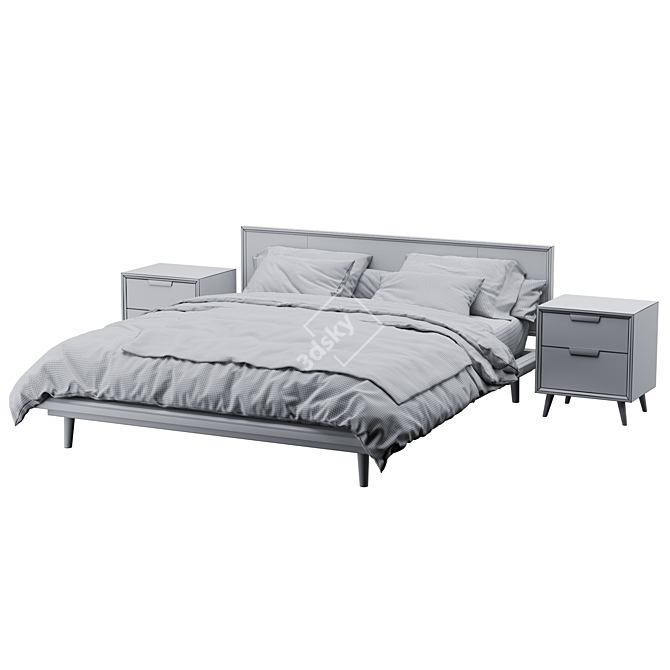 Asher Bed with Nightstands Set 3D model image 6