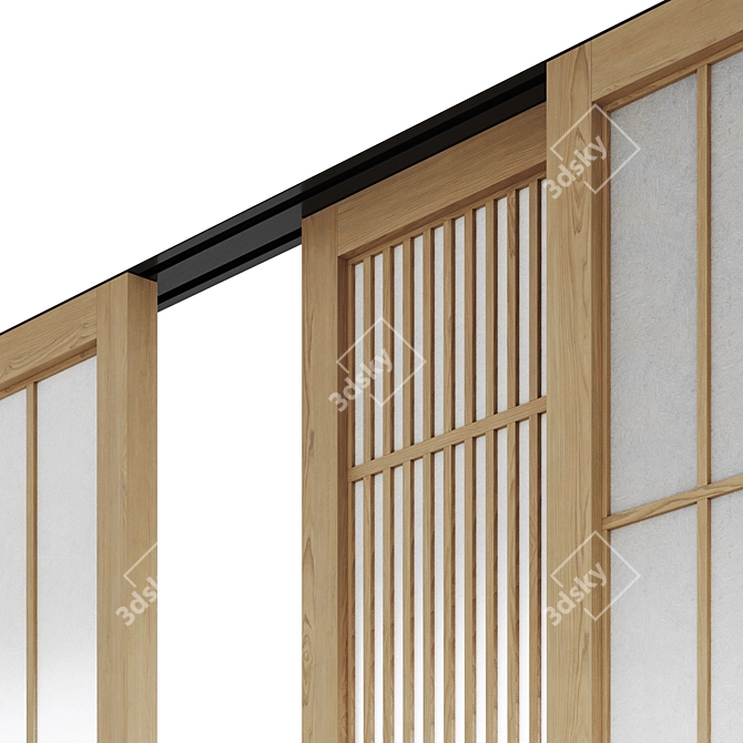 Japanese Style Sliding Room Divider 3D model image 6