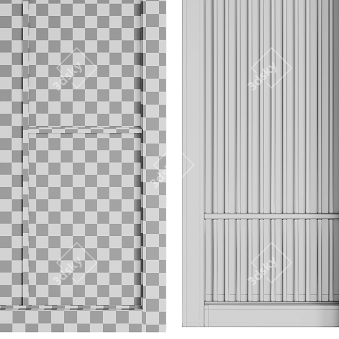 Japanese Style Sliding Room Divider 3D model image 7