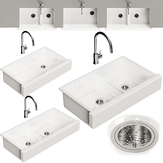 KOHLER Whitehaven Sink Set TurboSmooth 3D model image 1