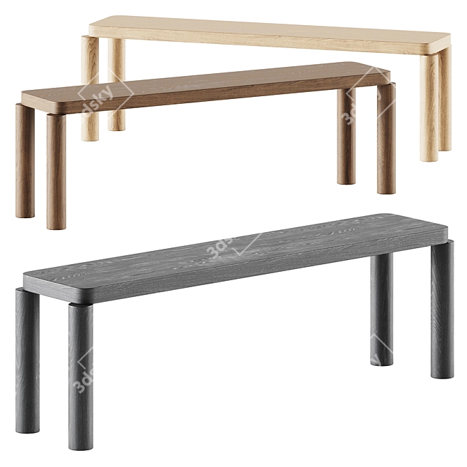 Sleek Offset Bench Designer Seating 3D model image 1
