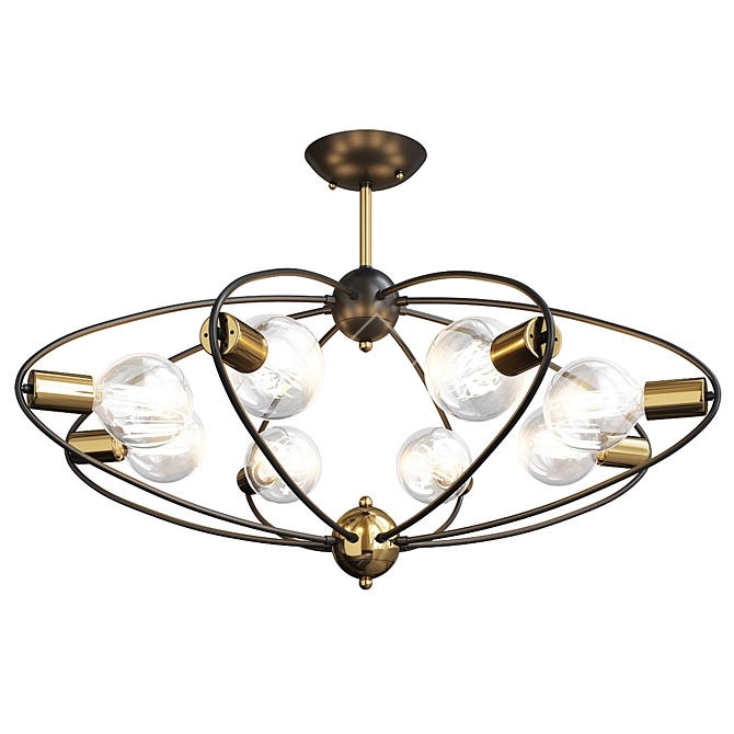 Sleek Modern Glass Chandelier 3D model image 1