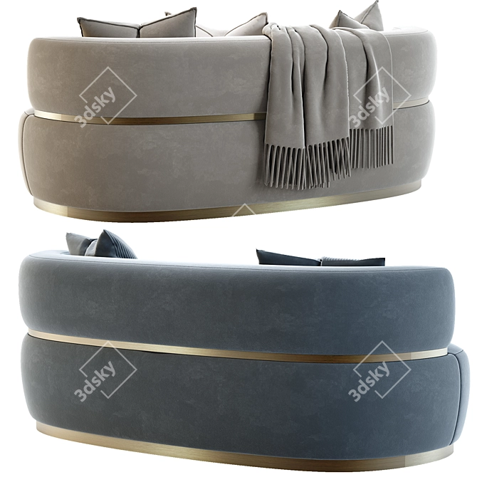 Luxury Kahlo Sofa, Crafted Elegance 3D model image 2