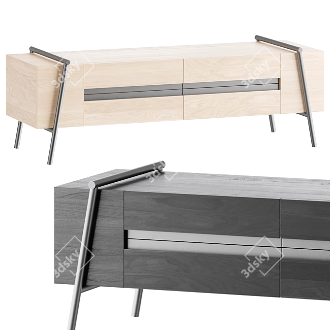 DUOO Nightstand Cabinet in Dark Oak 3D model image 1