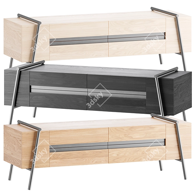 DUOO Nightstand Cabinet in Dark Oak 3D model image 2