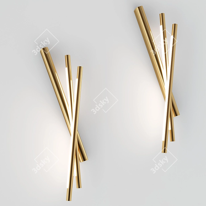 Elegant Brass LED Wall Light 3D model image 1