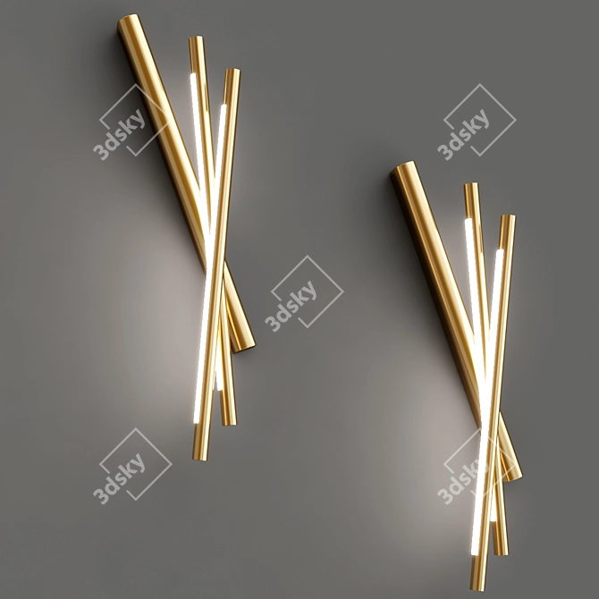 Elegant Brass LED Wall Light 3D model image 2