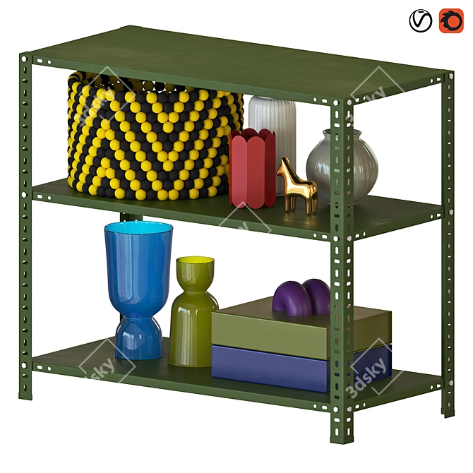 Modern Hay Shelving Unit 3D Model 3D model image 1
