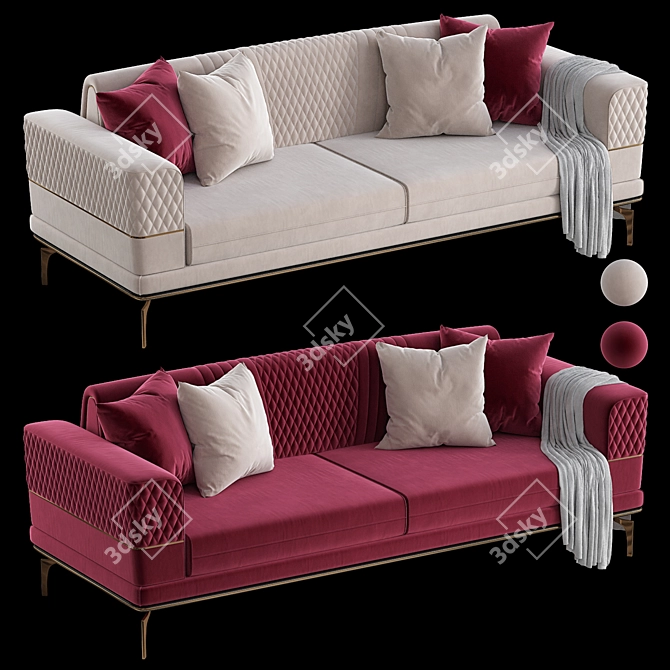 Modern Metal Frame Sofa Set 3D model image 2