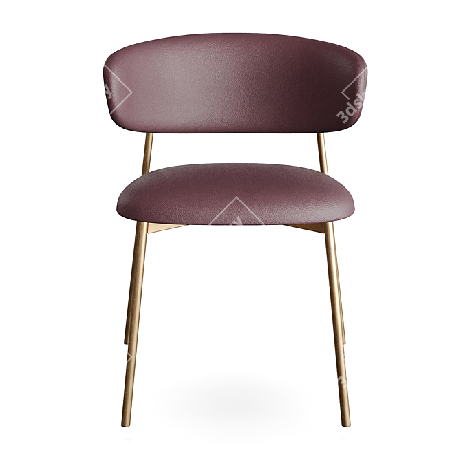 Modern Leather Metal Dining Chair 3D model image 2