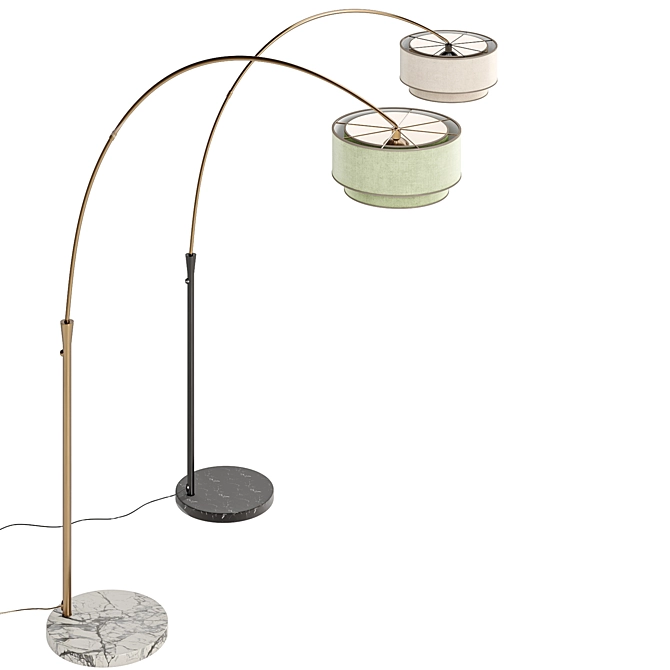 Elegant Arched Floor Lamp, 2 Colors 3D model image 2