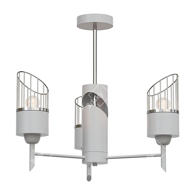 Modern Industrial Chandelier Fixture 3D model image 1
