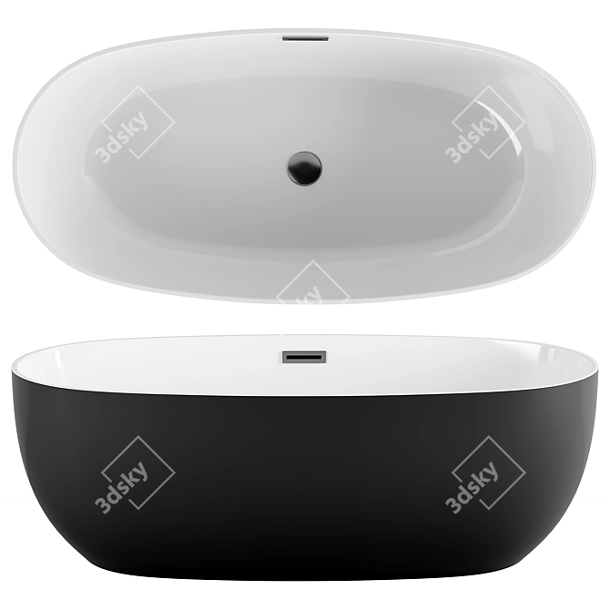 Black Acrylic Vincea Bathtub 3D model image 1