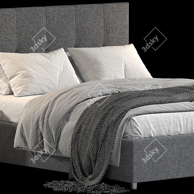 Sleek Modern Bed Frame 3D model image 3