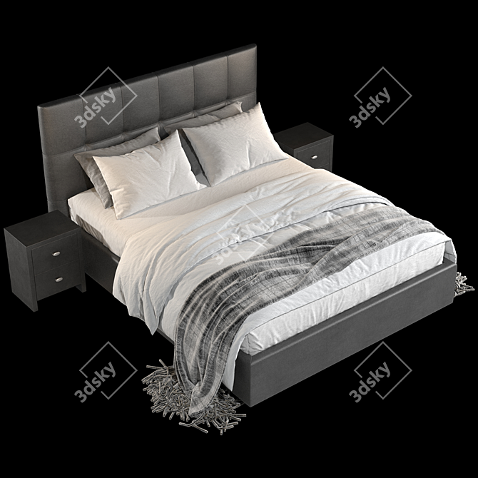 Sleek Modern Bed Frame 3D model image 4