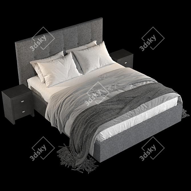 Sleek Modern Bed Frame 3D model image 5