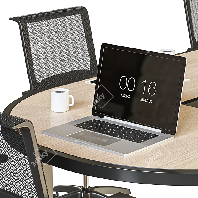 Elegant Oval Conference Table 3D model image 6