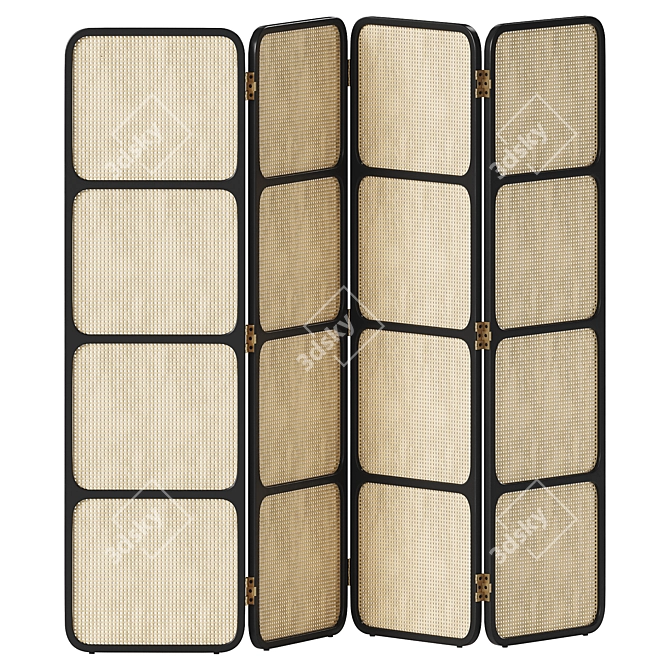 Handwoven Rattan Room Divider 3D model image 1