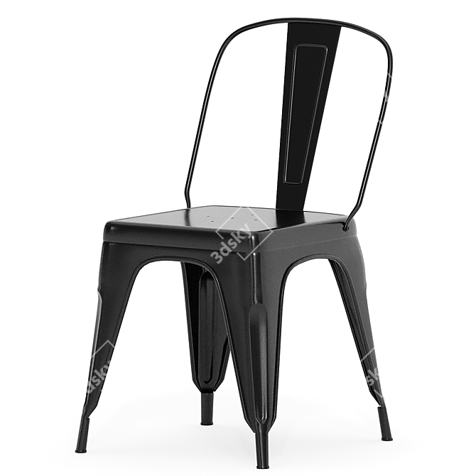 Modern Stackable Black Metal Dining Chairs 3D model image 3