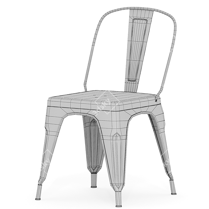 Modern Stackable Black Metal Dining Chairs 3D model image 4