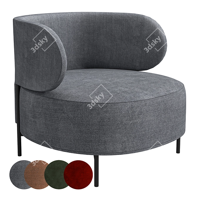 Modern Fabric Lounge Armchair Design 3D model image 1