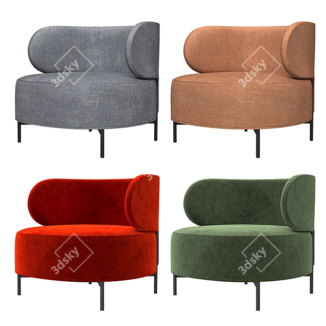 Modern Fabric Lounge Armchair Design 3D model image 5
