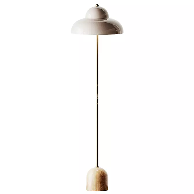 Pink Wood Metal Floor Lamp 3D model image 2