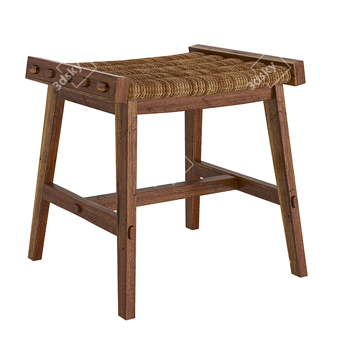 Modern Teak Caterpillar Tabouret 3D model image 4