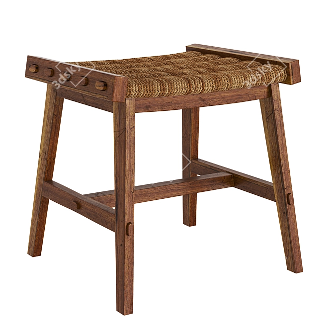 Modern Teak Caterpillar Tabouret 3D model image 5