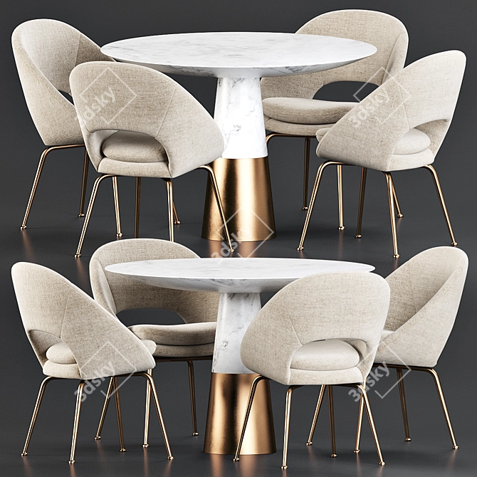 Luxury Marble Dining Set 3D model image 1