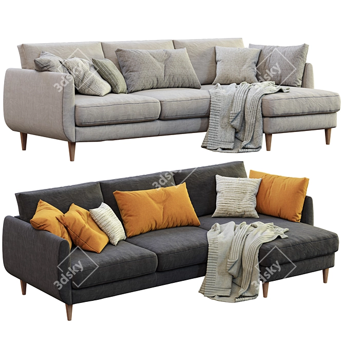 Sleek Smedstorp Sofa with Chaise 3D model image 1
