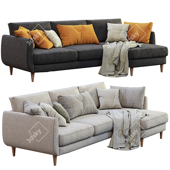 Sleek Smedstorp Sofa with Chaise 3D model image 2